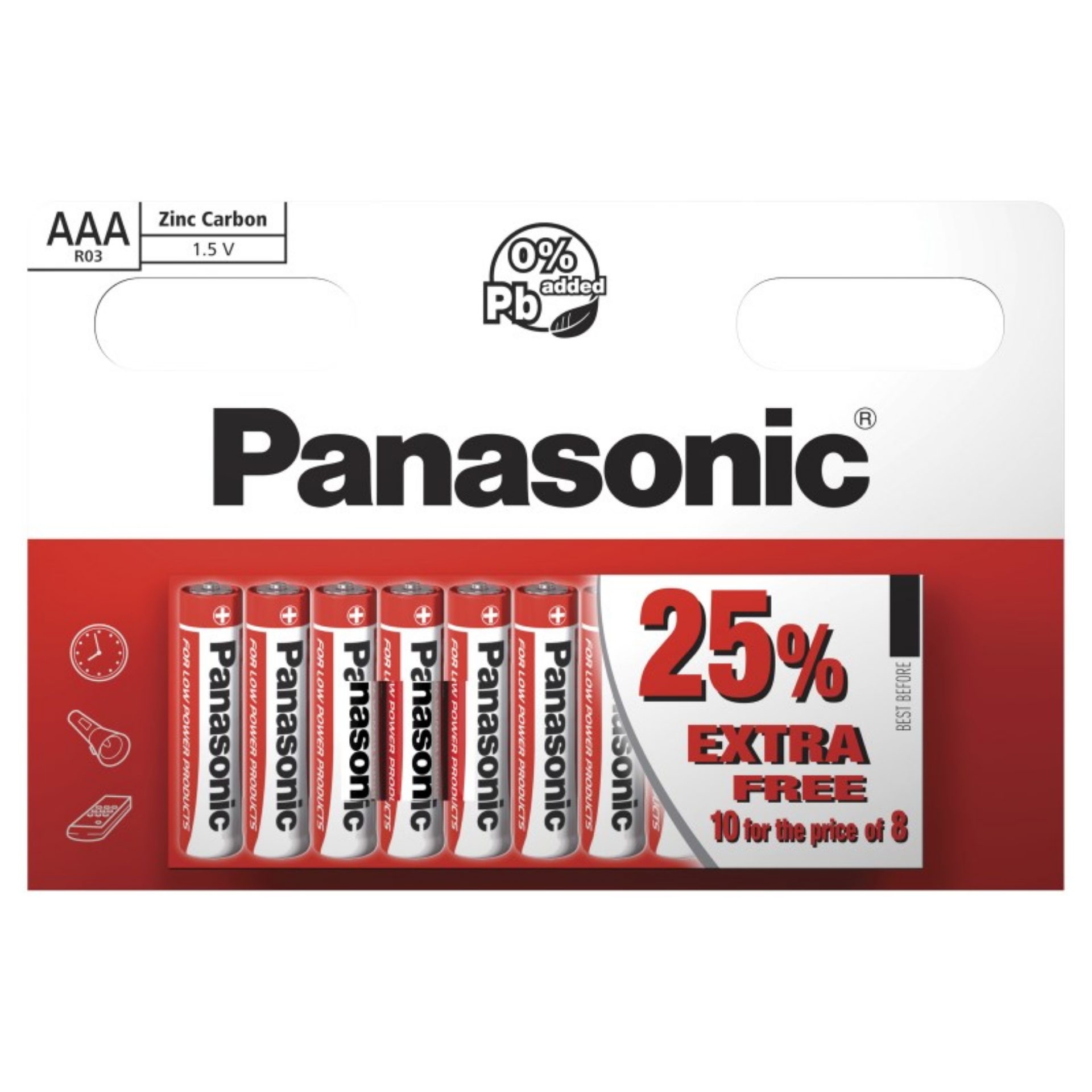 Picture of PANASONIC AAA BATTERIES 10PK (8+25%) CO:PL