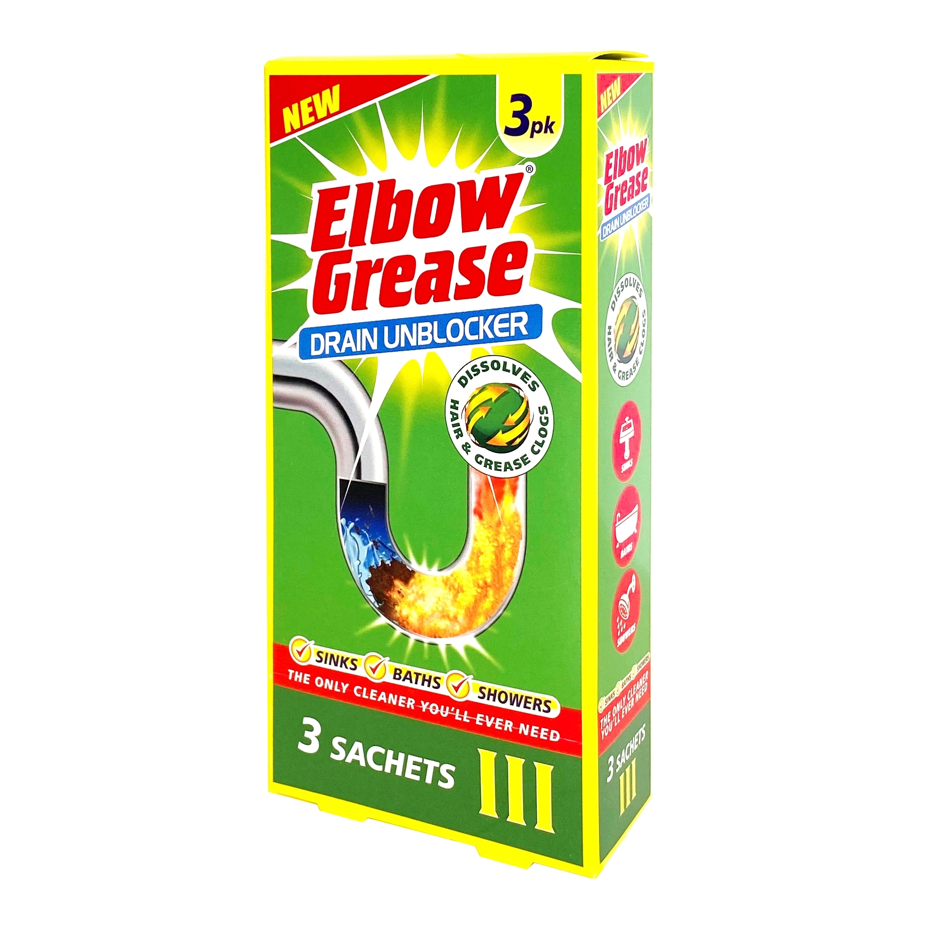Picture of ELBOW GREASE DRAIN UNBLOCKER SACHETS 3PK CO:CN