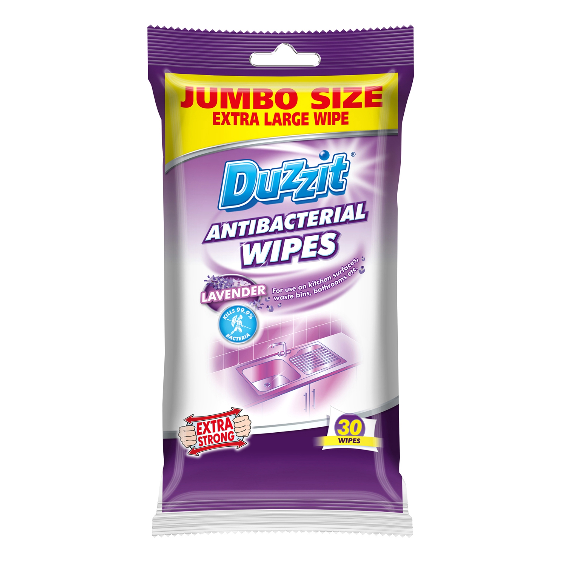 Picture of DUZZIT ANTI-BAC WIPES XL - LAVENDER