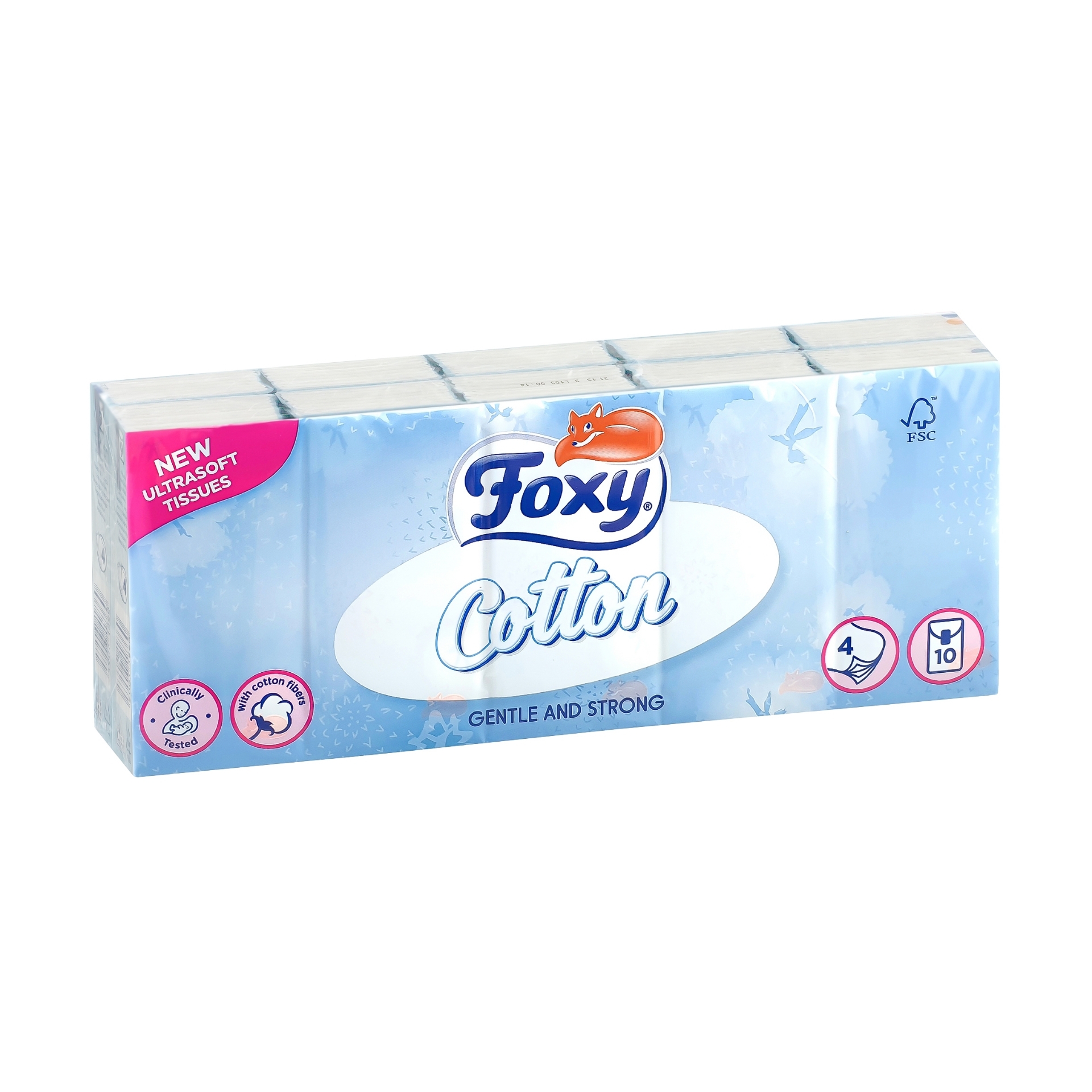 Picture of FOXY COTTON POCKET TISSUES 4ply 10fill (eu/plt)FSC