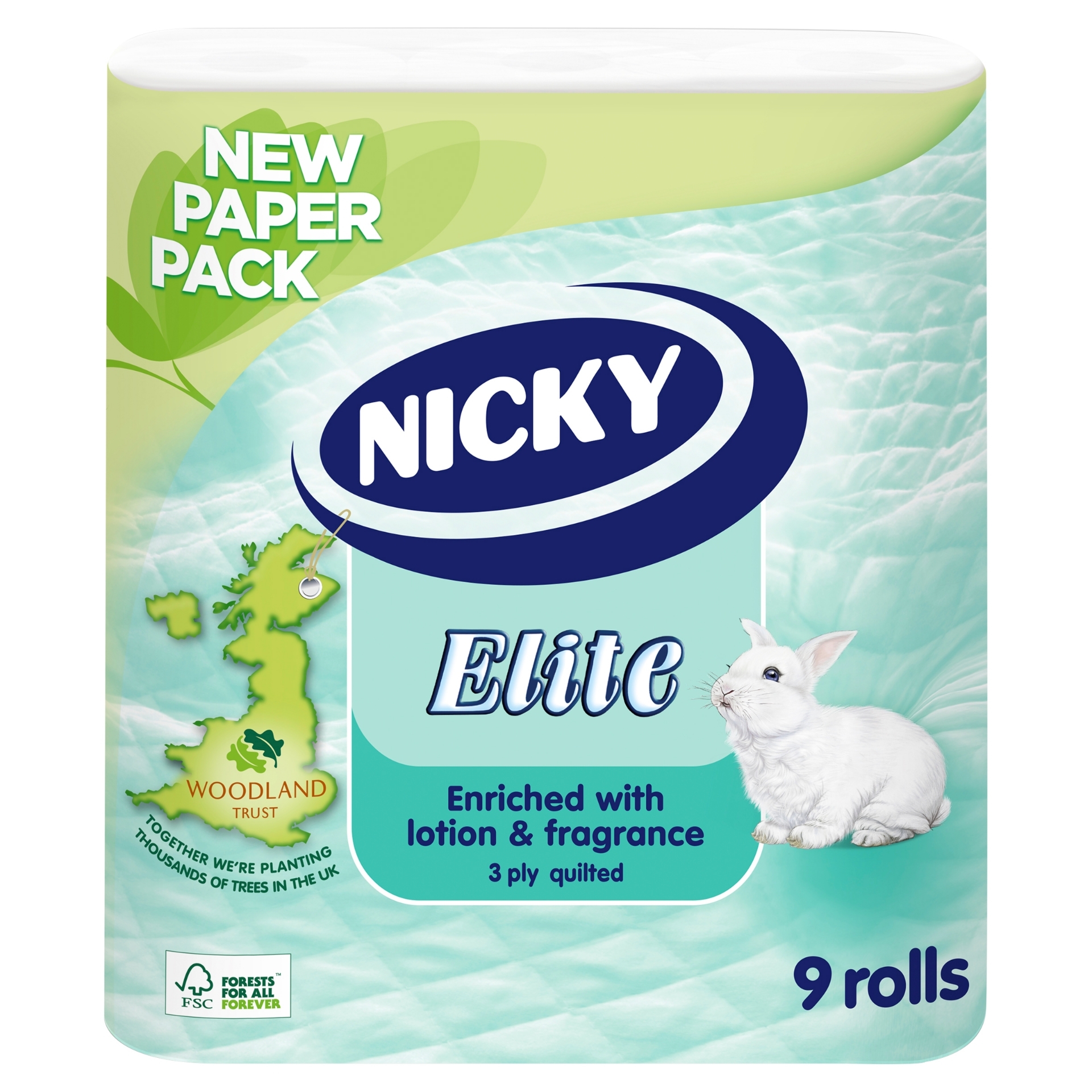 Picture of NICKY ELITE TOILET ROLL - 3PLY WHITE 9's 168Sht