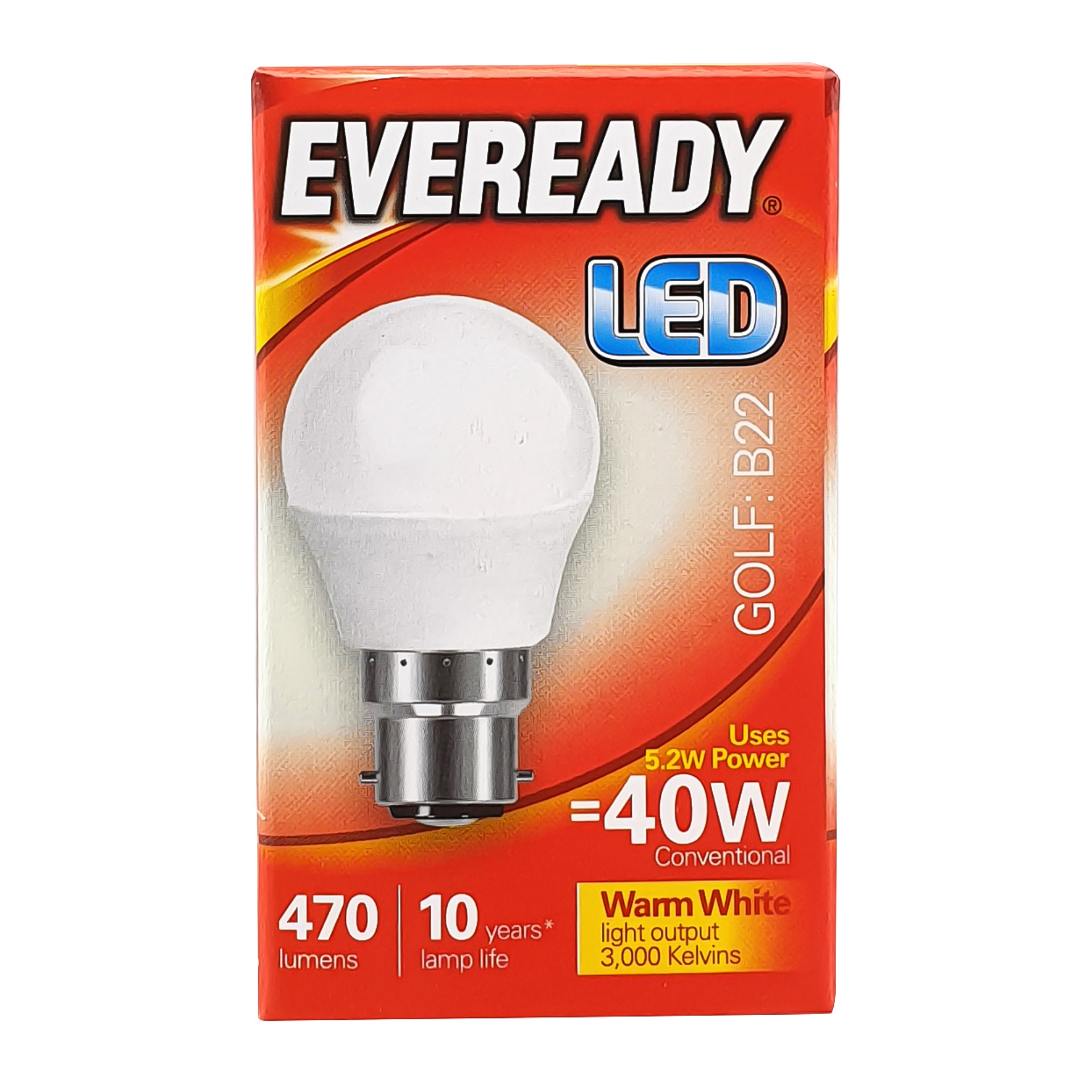 Picture of EVEREADY LED BULB - GOLF OPAL B22 470lm WARM WHITE