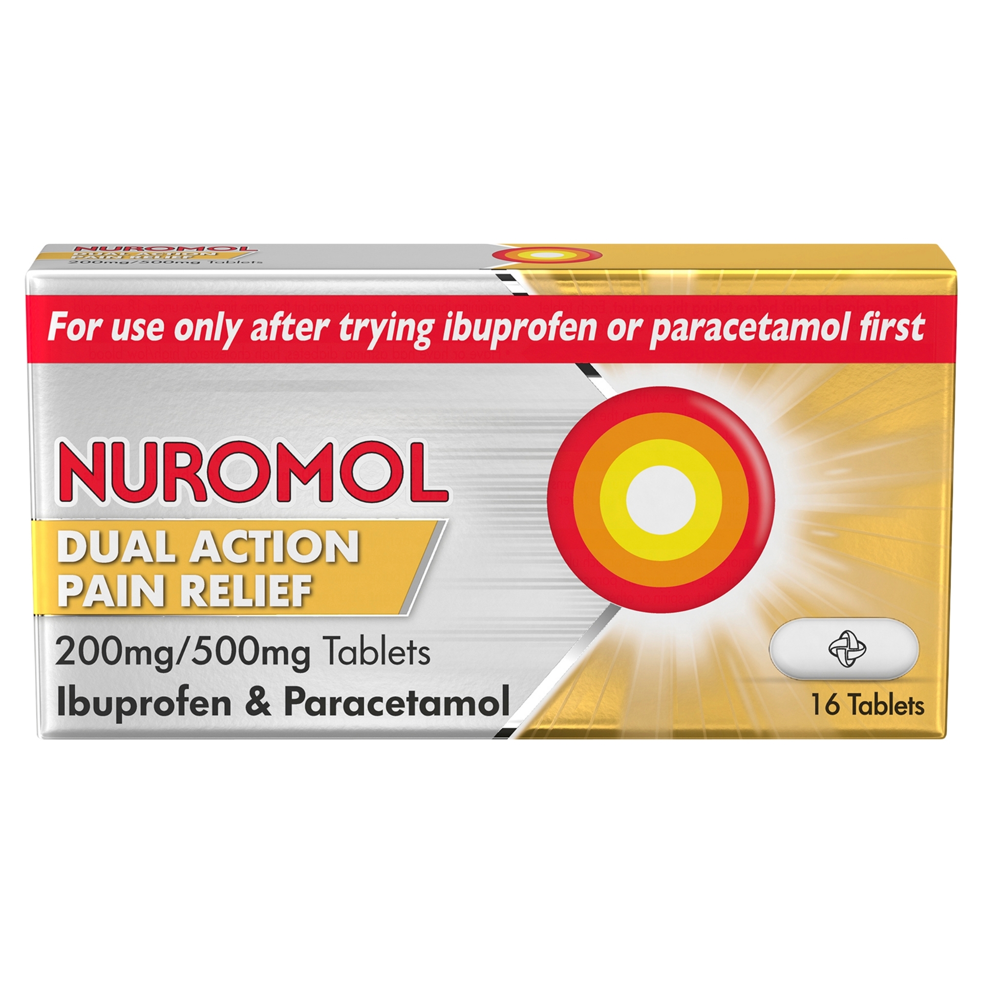 Picture of NUROMOL - DUAL ACTION IBUP 200mg / PARA 500mg TABS