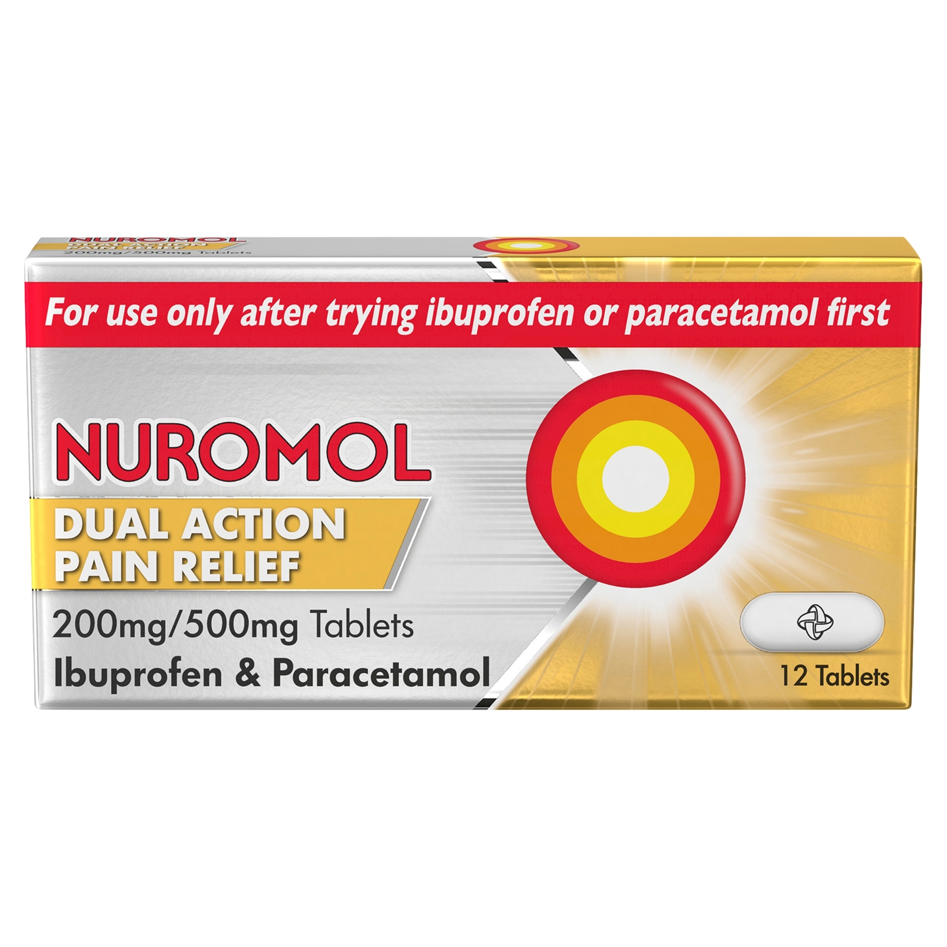 Picture of NUROMOL - DUAL  IBUP 200mg / PARA 500mg 12 TABS