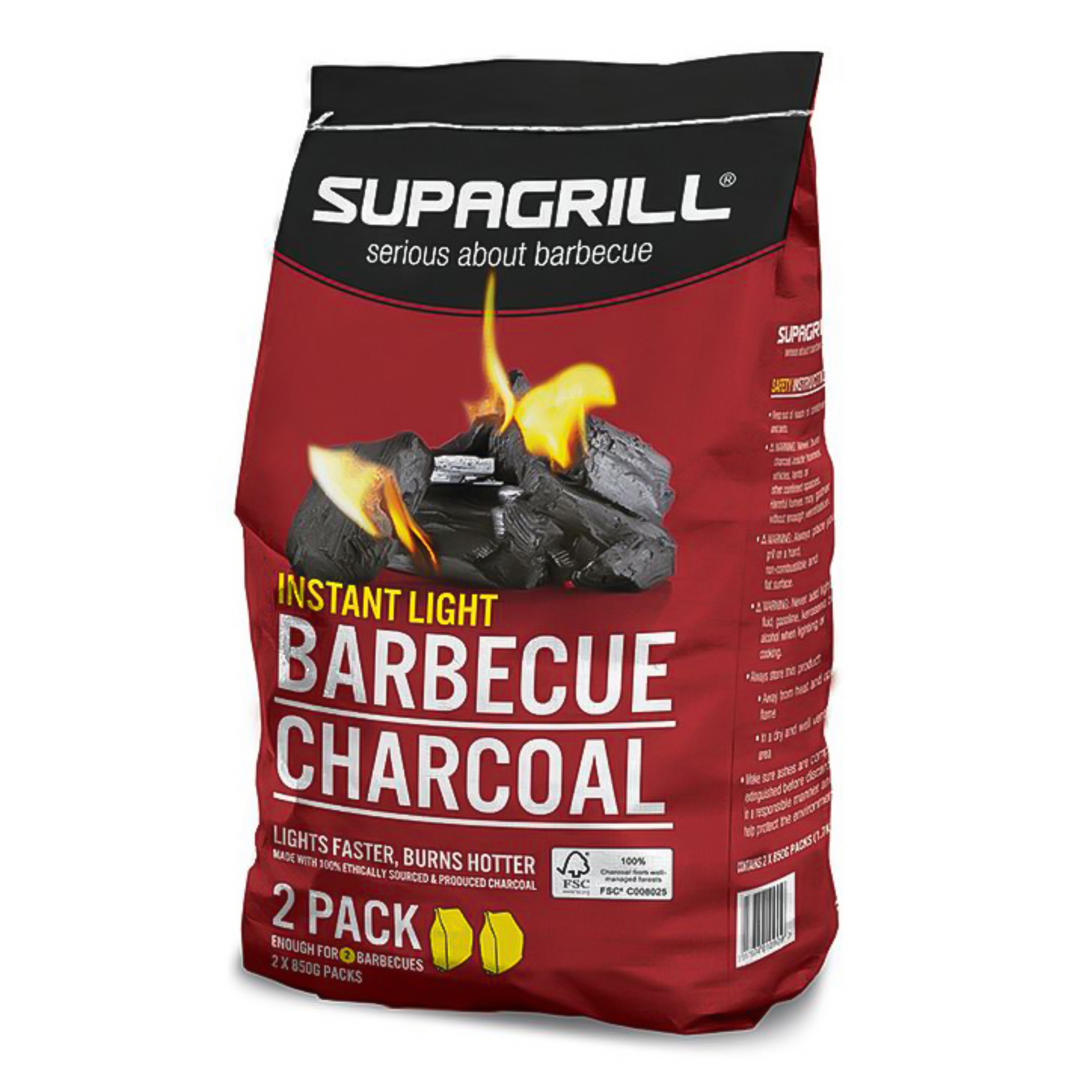 Picture of SUPAGRILL BBQ INSTANT LIGHT CHARCOAL SMALL(2x850g)