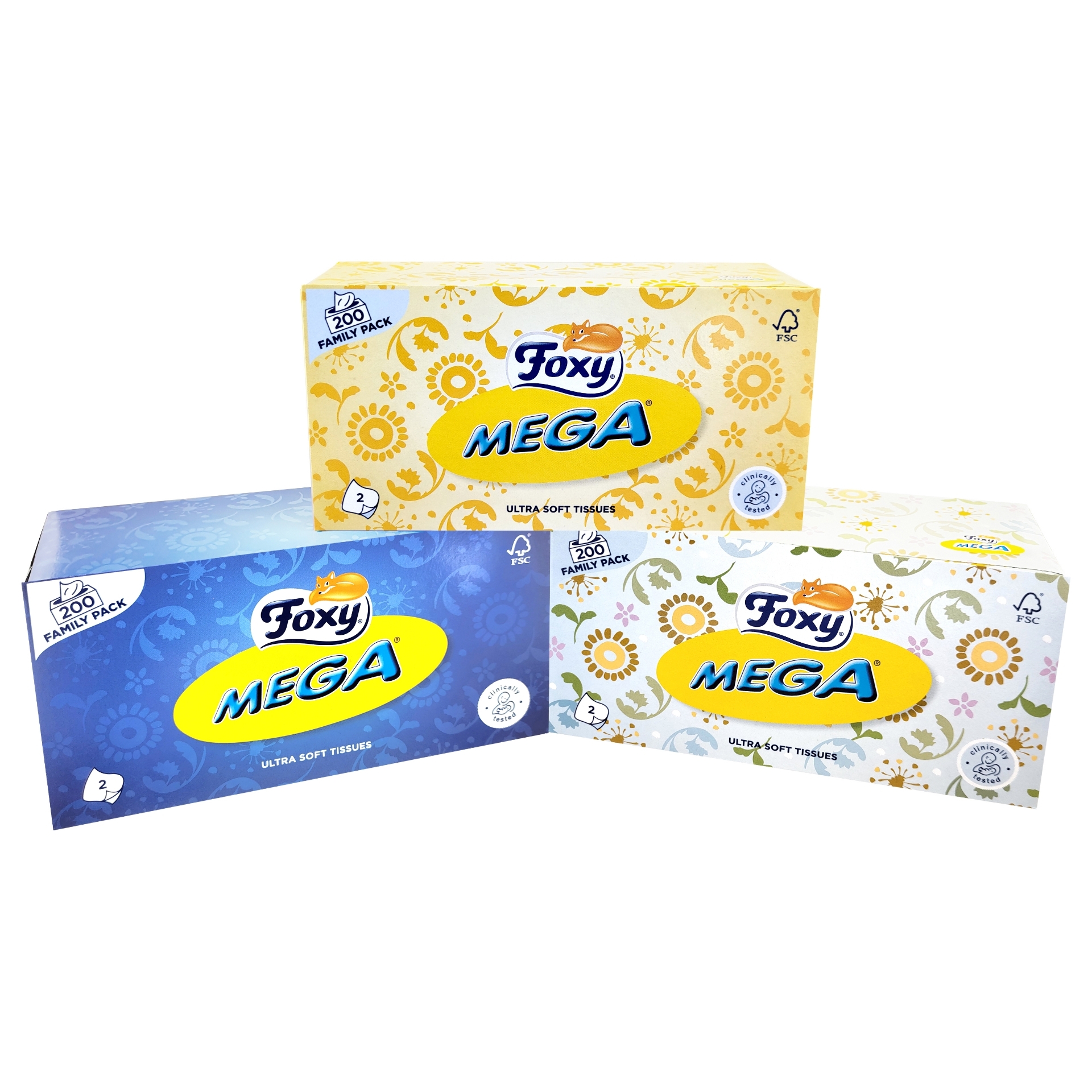 Picture of FOXY MEGA REGULAR FACIAL TISSUE 2ply (eu/plt) FSC
