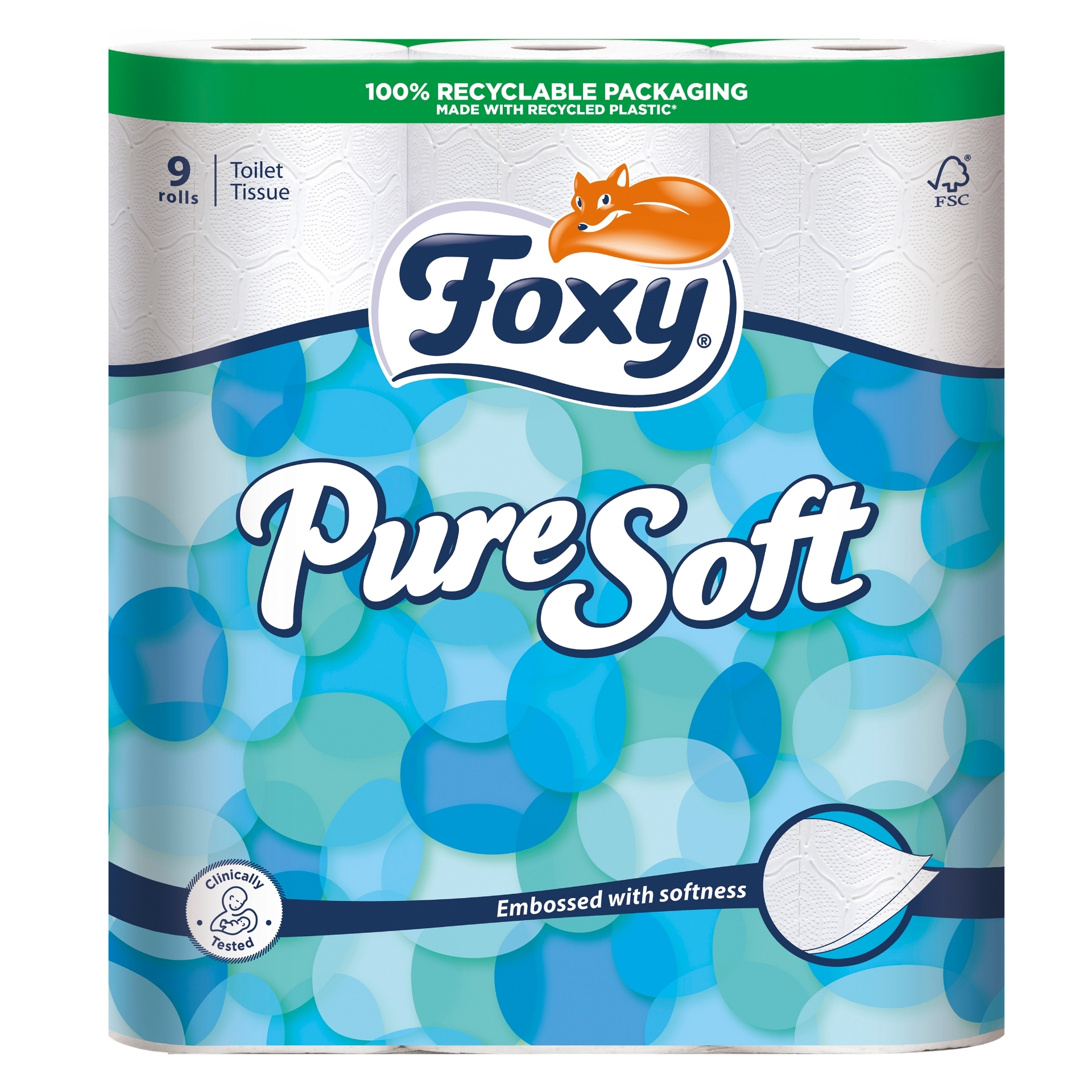 Picture of FOXY PURE SOFT TOILET ROLL 9pk 190Sht FSC