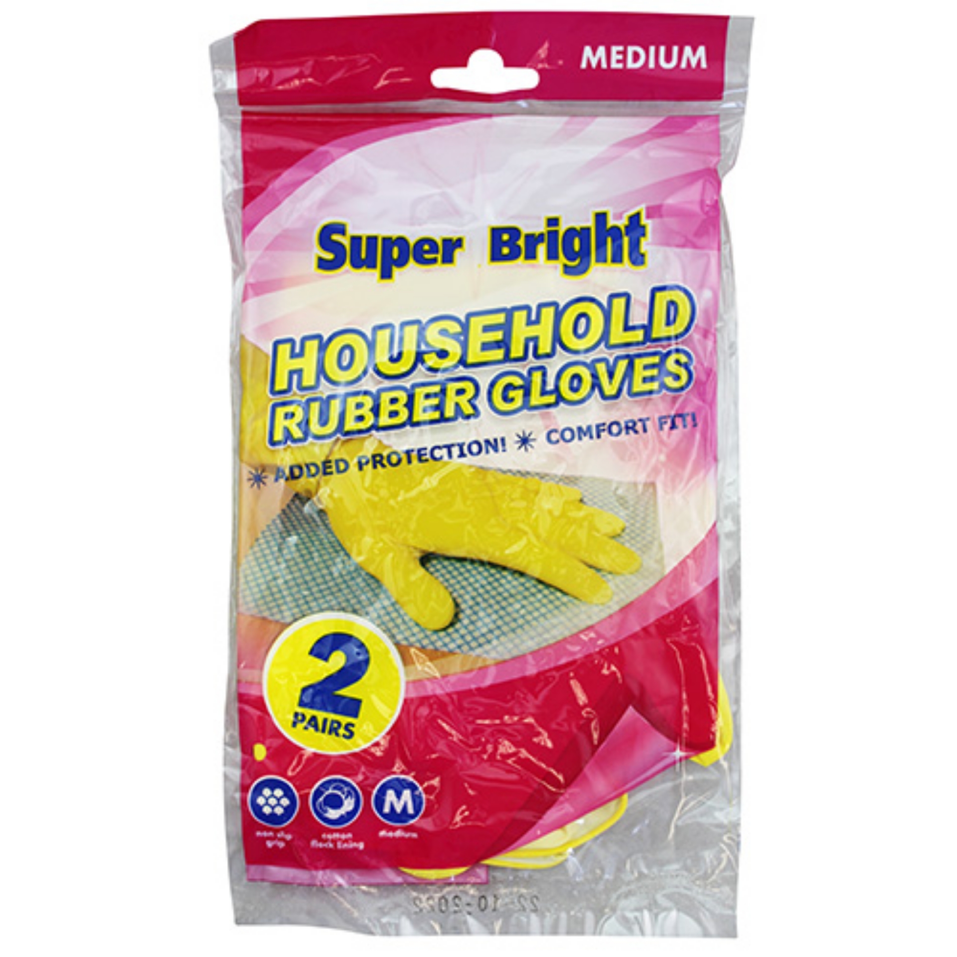 Picture of SUPERBRIGHT - RUBBER GLOVES 2 PAIR (M) CO:LK