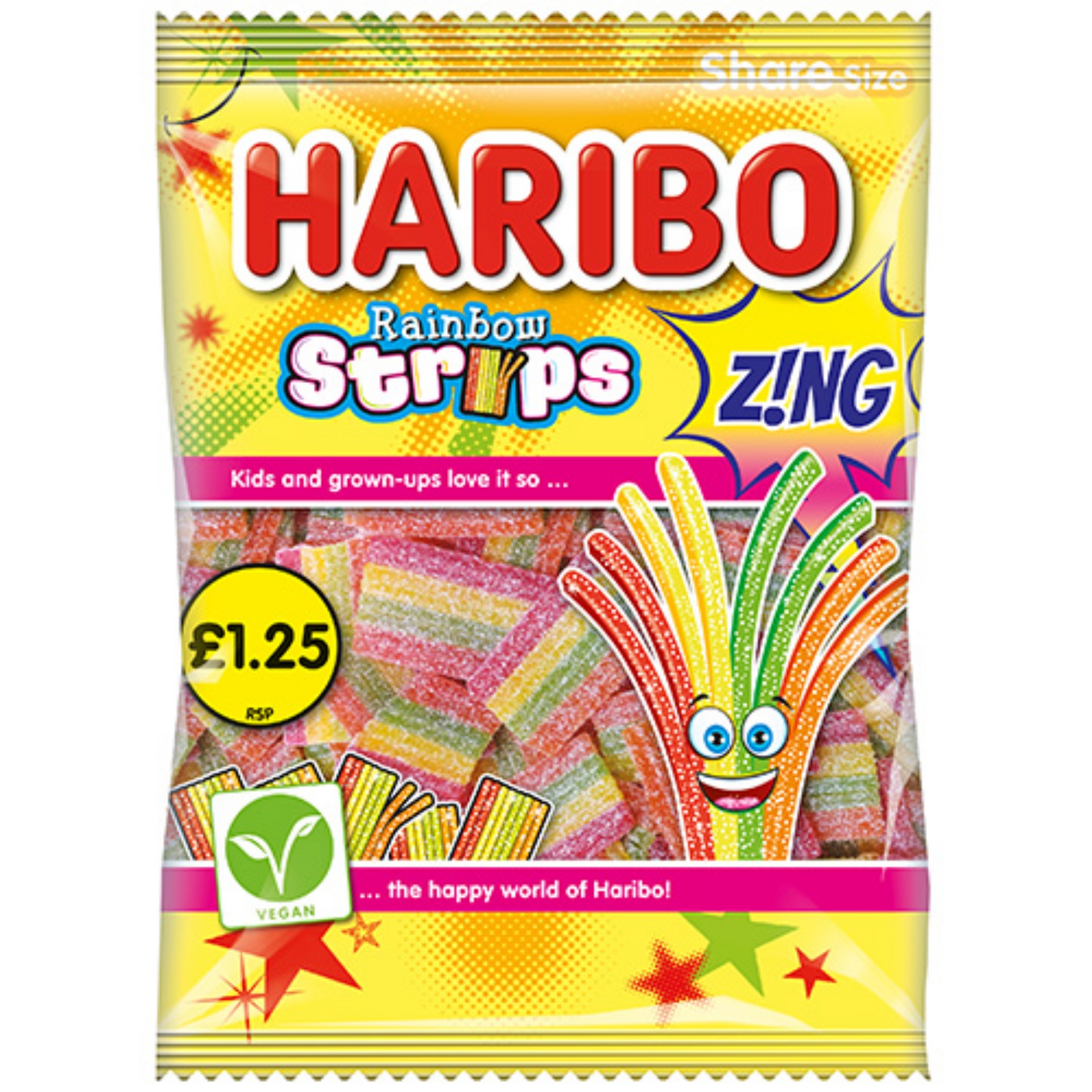 Picture of HARIBO RAINBOW STRIPS ZING pm1.25 CO:ES