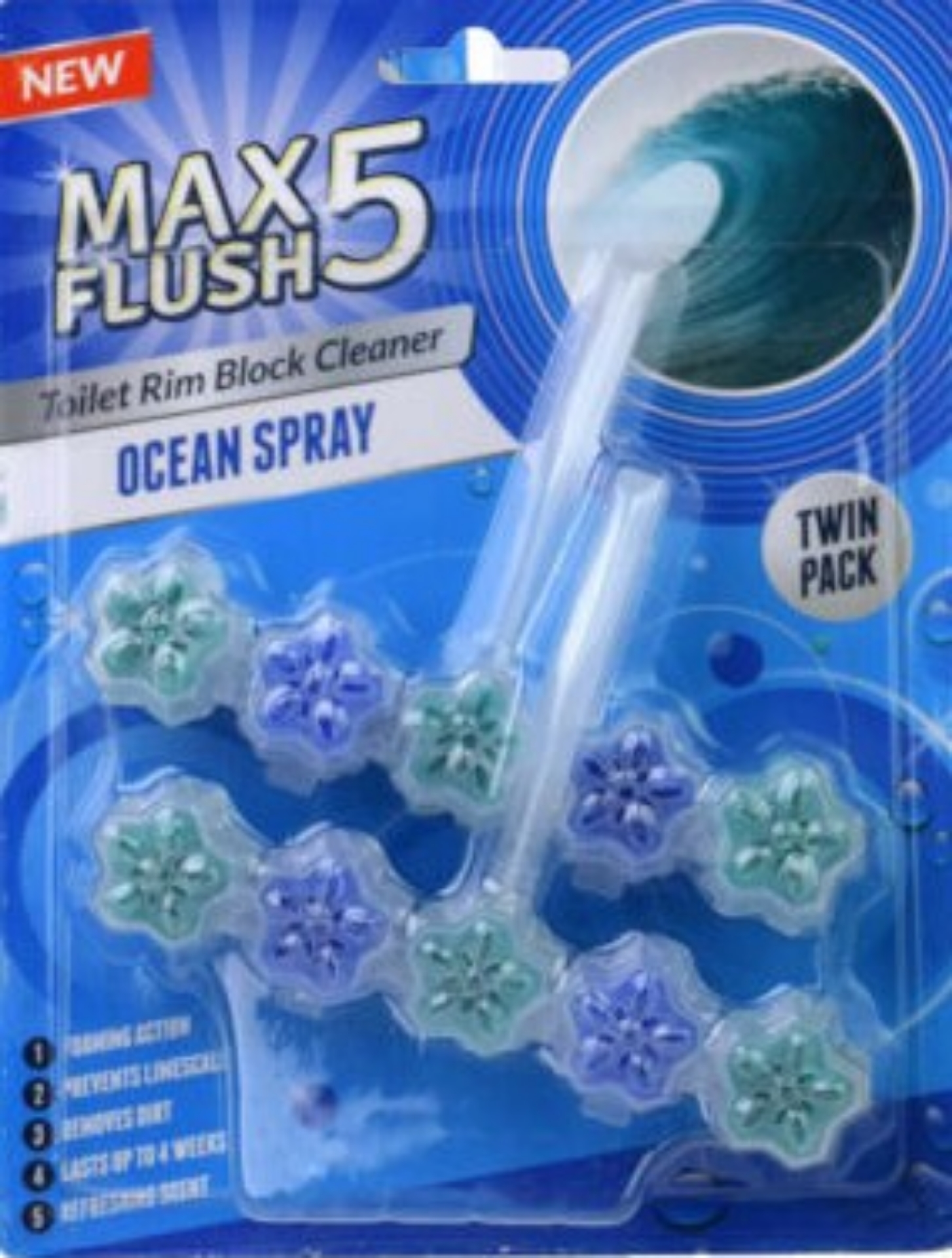 Picture of MAX FLUSH 5 TOILET RIM BLOCK - OCEAN SPRAY TWIN 