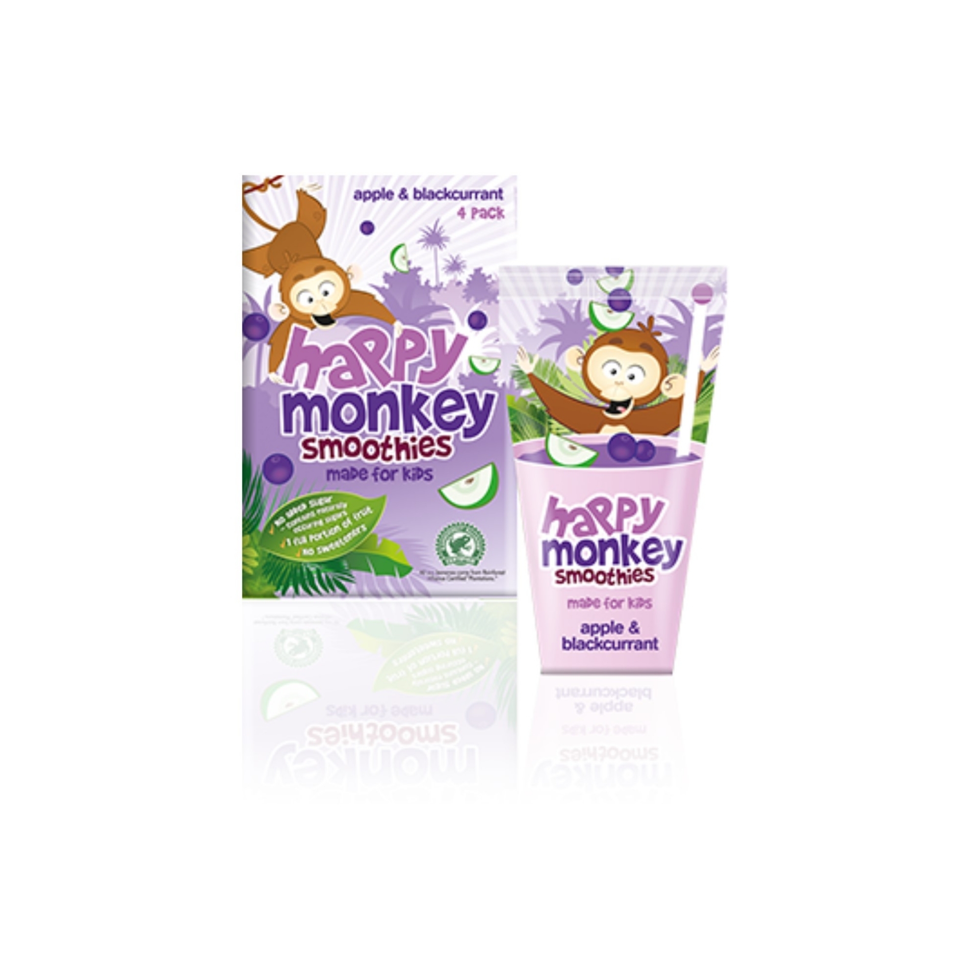 Picture of HAPPY MONKEY SMOOTHIES APPLE BCURRANT 4pk^BBE08/25