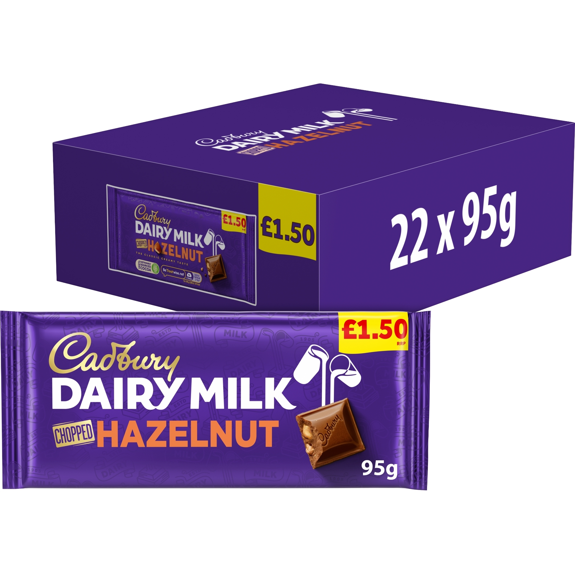 Picture of CADBURY - DAIRY MILK CHOPPED HAZELNUT BLOCKpm1.50^