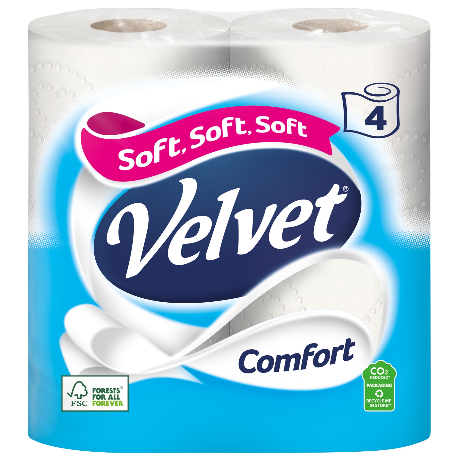 Picture of VELVET COMFORT 2ply TOILET ROLL  WHITE 200Sht 4PK^