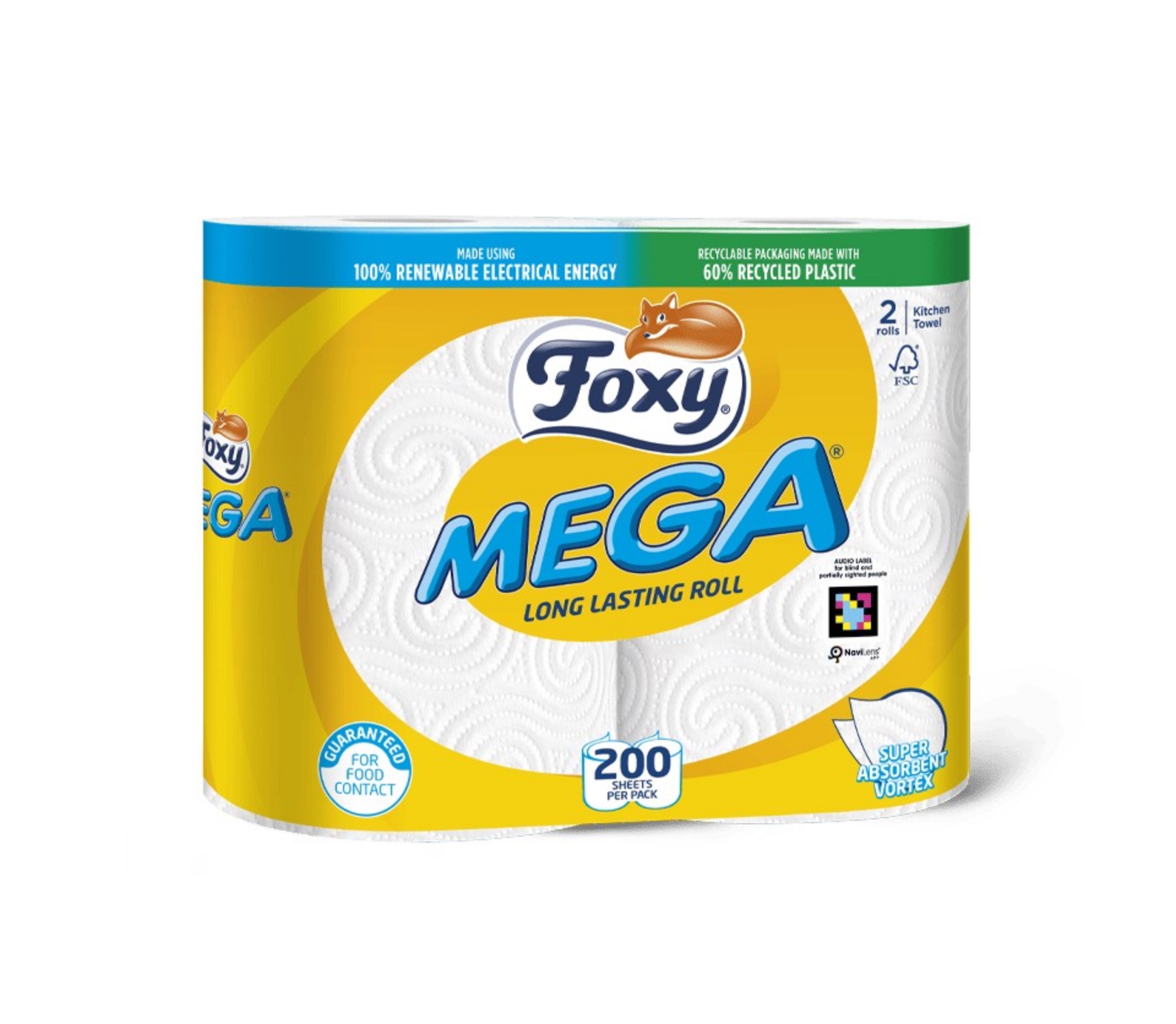 Picture of FOXY MEGA KITCHEN TOWEL TWIN 2x100Sht uk FSC