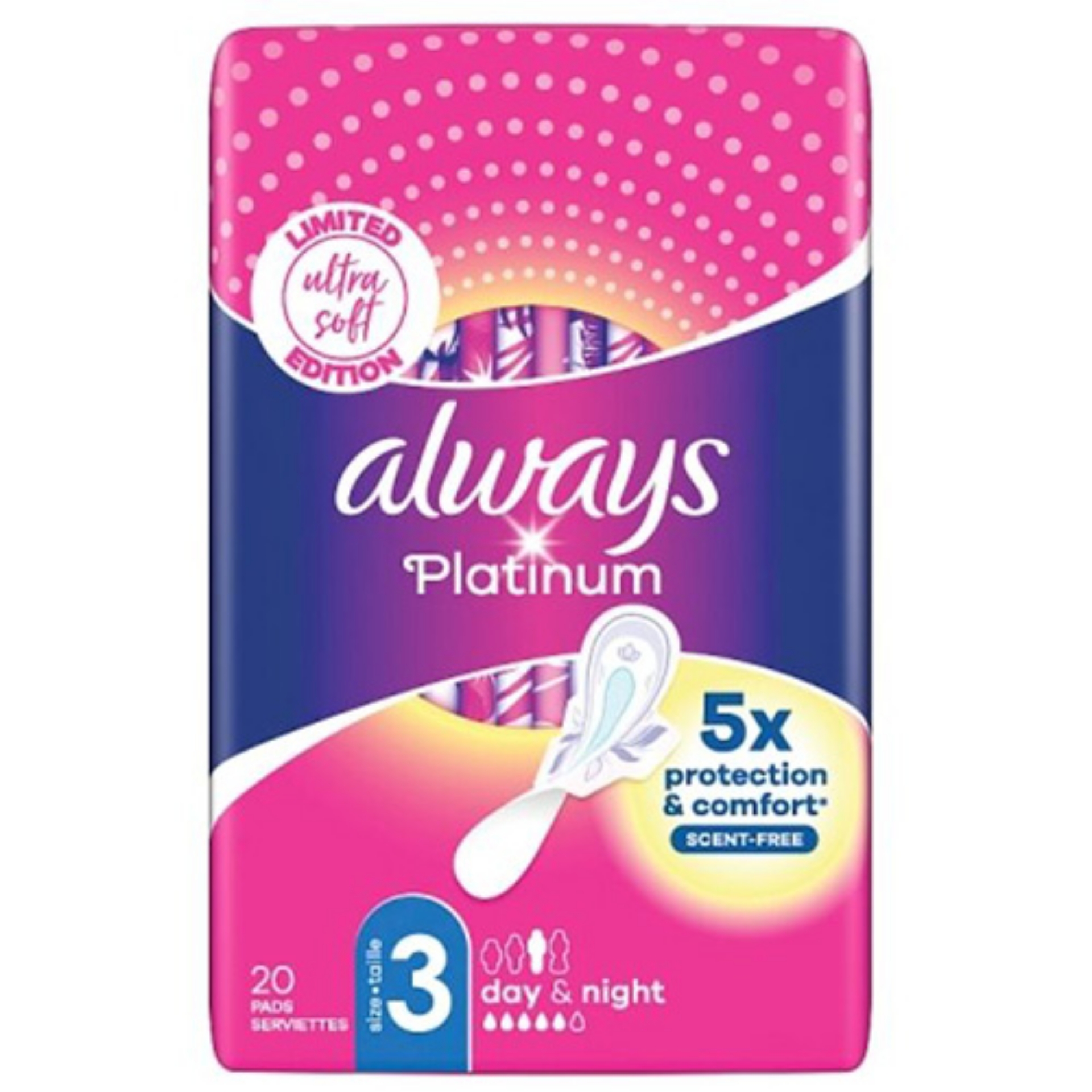 Picture of ALWAYS PLATINUM PADS DAYS&NIGHT WINGS SIZE 3 (wsl)